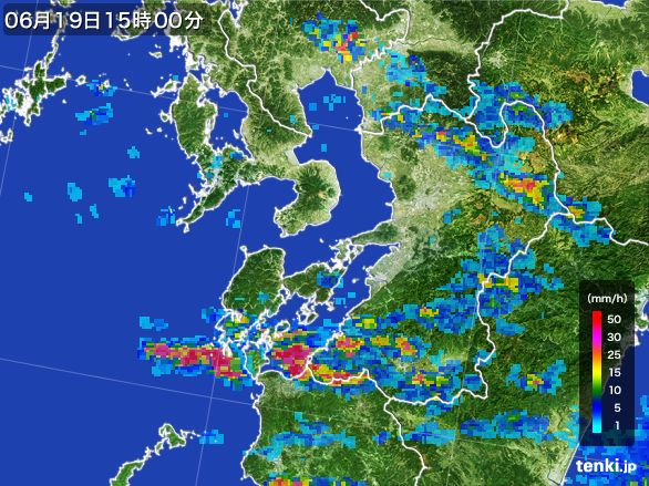 熊本県の雨雲レーダー(2016年06月19日)