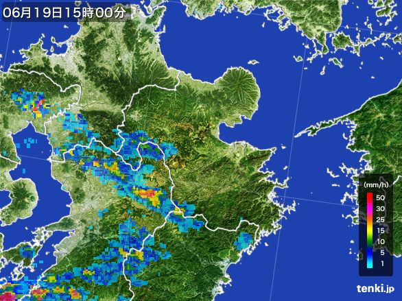 大分県の雨雲レーダー(2016年06月19日)