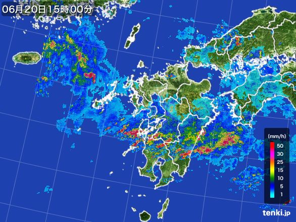 九州地方の雨雲レーダー(2016年06月20日)