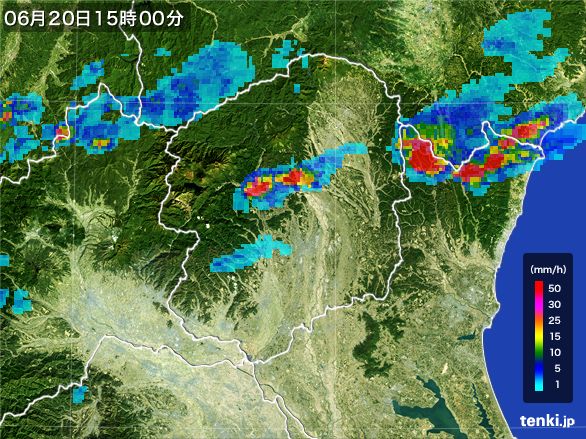 栃木県の雨雲レーダー(2016年06月20日)