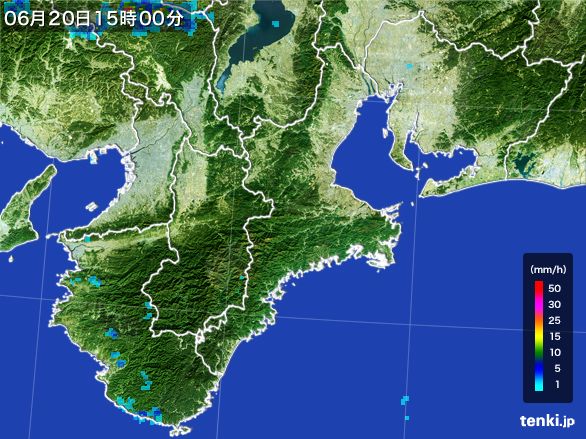 三重県の雨雲レーダー(2016年06月20日)