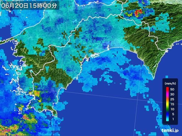 高知県の雨雲レーダー(2016年06月20日)