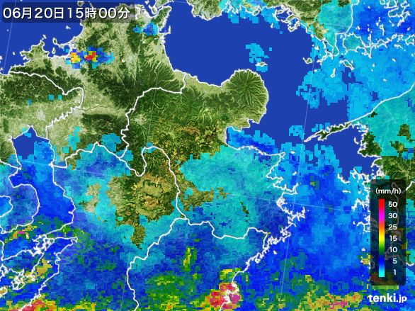 大分県の雨雲レーダー(2016年06月20日)