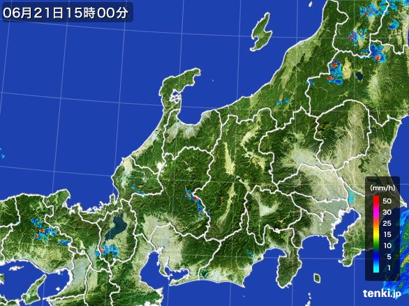 北陸地方の雨雲レーダー(2016年06月21日)