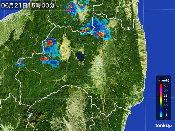 福島県の雨雲レーダー(2016年06月21日)