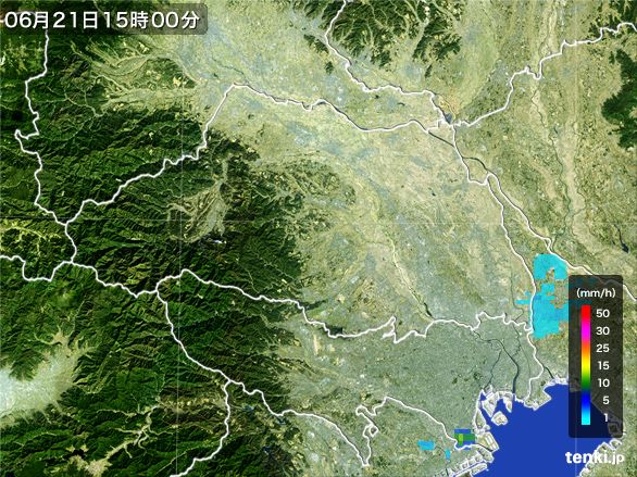 埼玉県の雨雲レーダー(2016年06月21日)