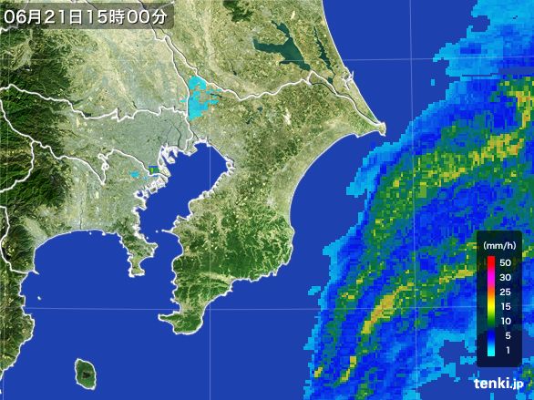 千葉県の雨雲レーダー(2016年06月21日)