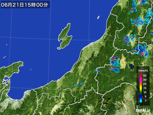 新潟県の雨雲レーダー(2016年06月21日)