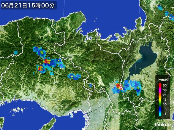 京都府の雨雲レーダー(2016年06月21日)