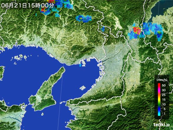 大阪府の雨雲レーダー(2016年06月21日)