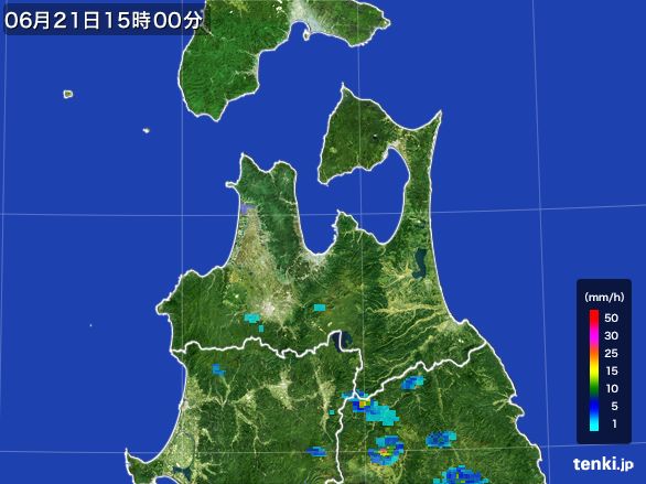青森県の雨雲レーダー(2016年06月21日)