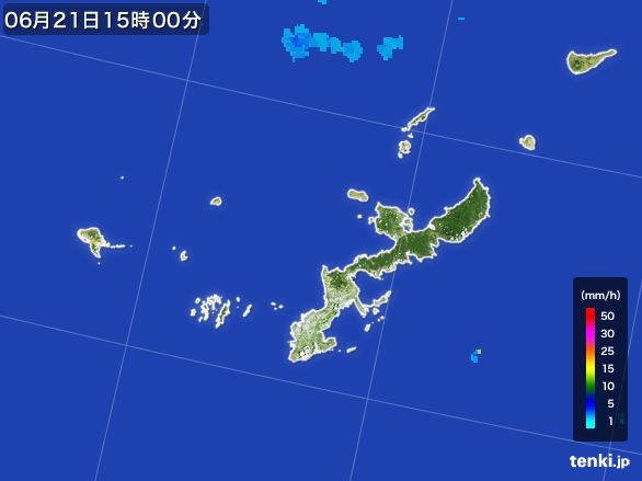 沖縄県の雨雲レーダー(2016年06月21日)