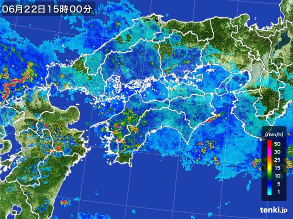 四国地方の雨雲レーダー(2016年06月22日)