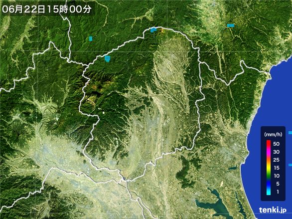 栃木県の雨雲レーダー(2016年06月22日)