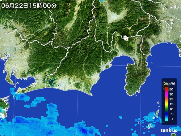 静岡県の雨雲レーダー(2016年06月22日)