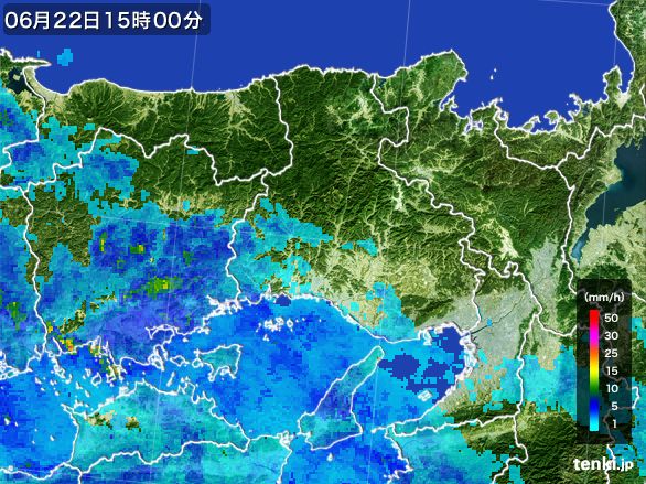 兵庫県の雨雲レーダー(2016年06月22日)