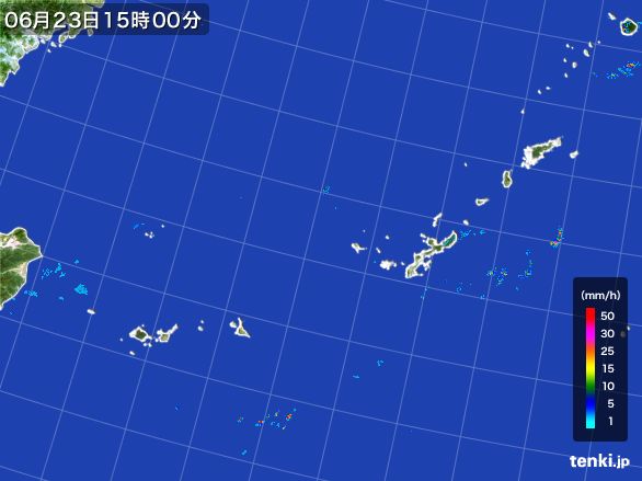 沖縄地方の雨雲レーダー(2016年06月23日)