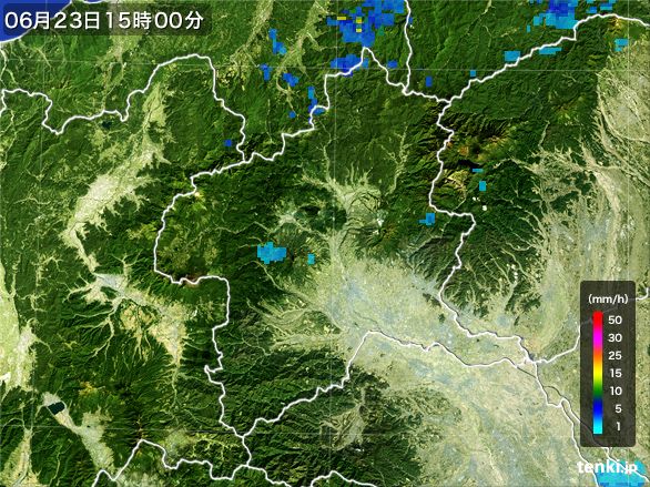 群馬県の雨雲レーダー(2016年06月23日)