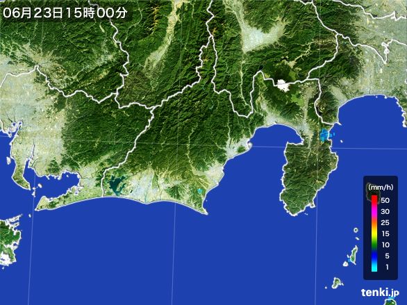 静岡県の雨雲レーダー(2016年06月23日)