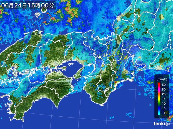 近畿地方の雨雲レーダー(2016年06月24日)