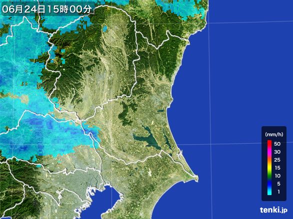 茨城県の雨雲レーダー(2016年06月24日)