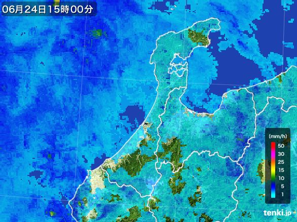 石川県の雨雲レーダー(2016年06月24日)