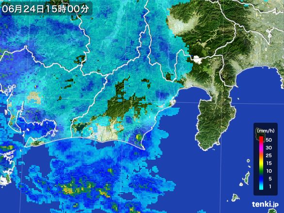 静岡県の雨雲レーダー(2016年06月24日)