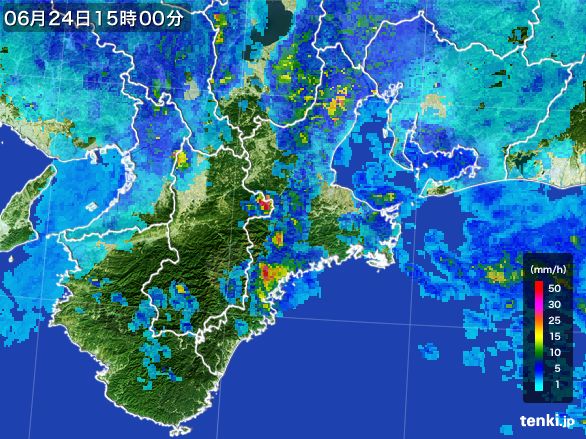 三重県の雨雲レーダー(2016年06月24日)