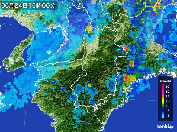 奈良県の雨雲レーダー(2016年06月24日)