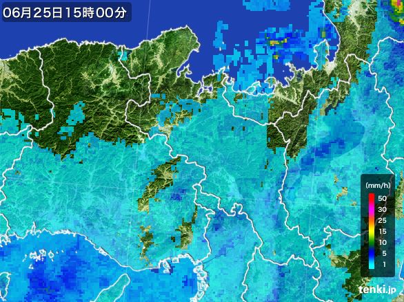 京都府の雨雲レーダー(2016年06月25日)