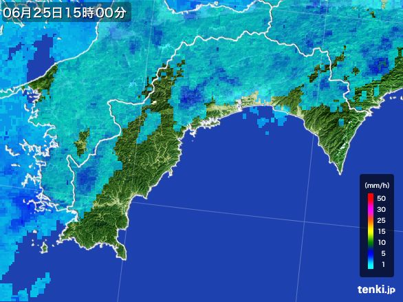 高知県の雨雲レーダー(2016年06月25日)
