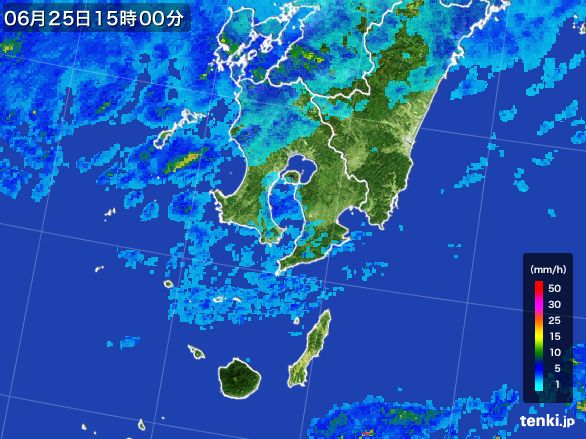 鹿児島県の雨雲レーダー(2016年06月25日)