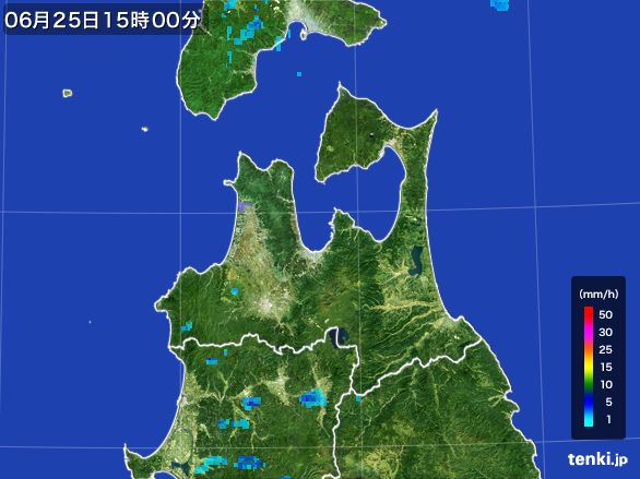 青森県の雨雲レーダー(2016年06月25日)
