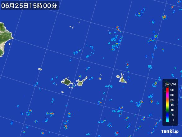 宮古・石垣・与那国(沖縄県)の雨雲レーダー(2016年06月25日)