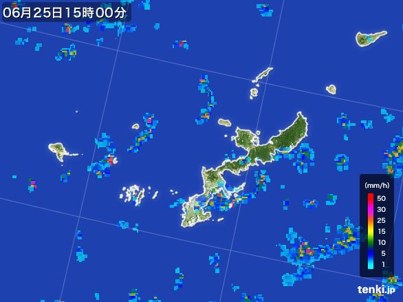 沖縄県の雨雲レーダー(2016年06月25日)