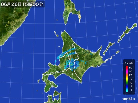 北海道地方の雨雲レーダー(2016年06月26日)