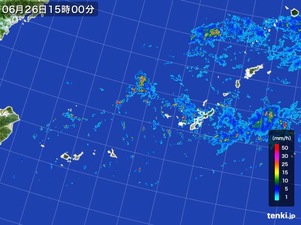 沖縄地方の雨雲レーダー(2016年06月26日)