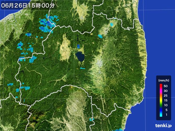 福島県の雨雲レーダー(2016年06月26日)