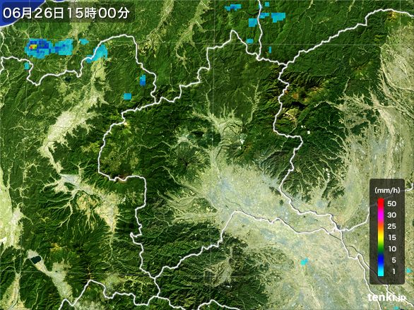 群馬県の雨雲レーダー(2016年06月26日)