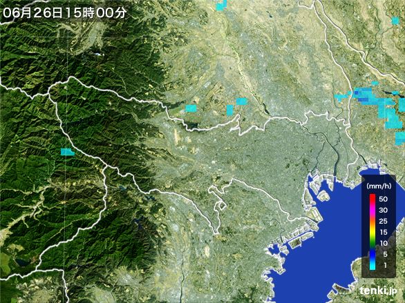 東京都の雨雲レーダー(2016年06月26日)