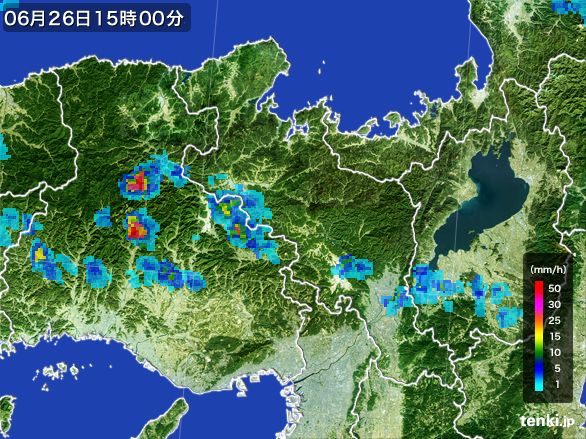 京都府の雨雲レーダー(2016年06月26日)