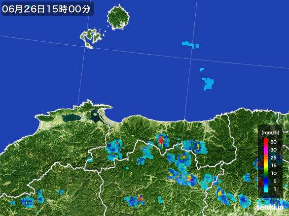 鳥取県の雨雲レーダー(2016年06月26日)