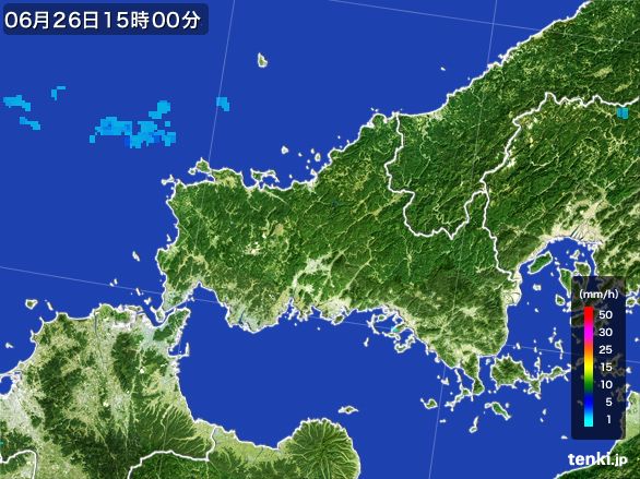 山口県の雨雲レーダー(2016年06月26日)