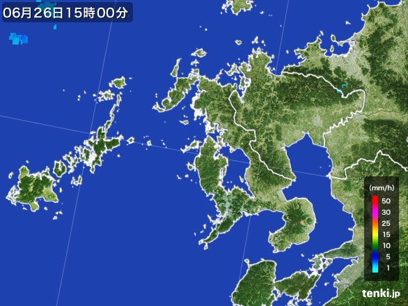 長崎県の雨雲レーダー(2016年06月26日)