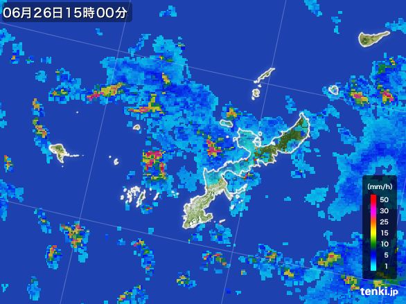 沖縄県の雨雲レーダー(2016年06月26日)