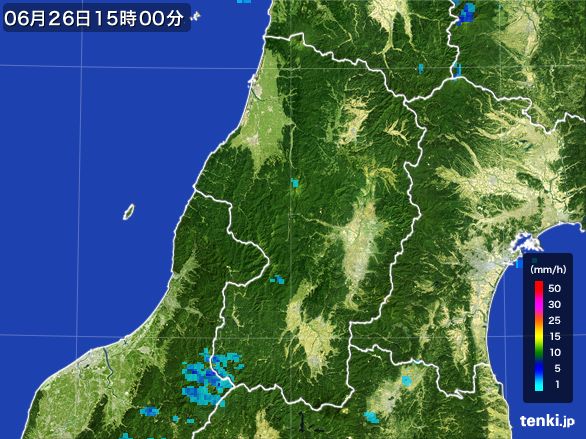 山形県の雨雲レーダー(2016年06月26日)