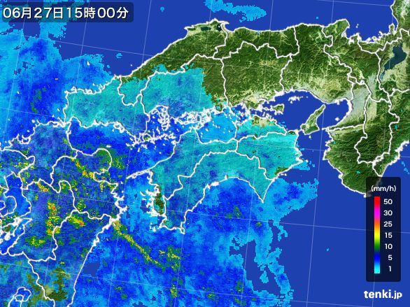 四国地方の雨雲レーダー(2016年06月27日)