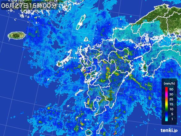 九州地方の雨雲レーダー(2016年06月27日)