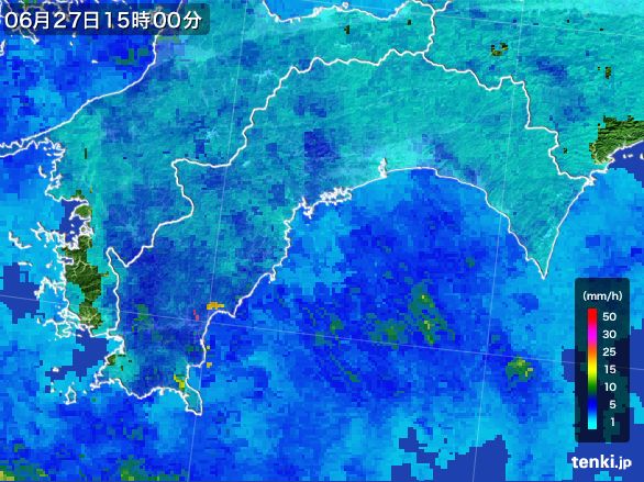 高知県の雨雲レーダー(2016年06月27日)