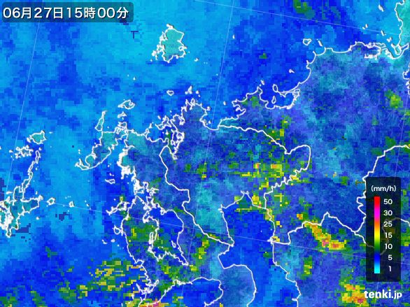 佐賀県の雨雲レーダー(2016年06月27日)